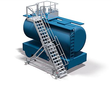 In hoogte verstelbare tankwagenladder In hoogte verstelbare tankwagenladder