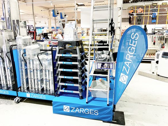 ZARGES POS-Material mit Leitern und Tritte