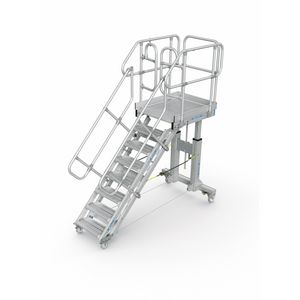 Height-adjustable mobile access steps with platform Height-adjustable mobile access steps with platform