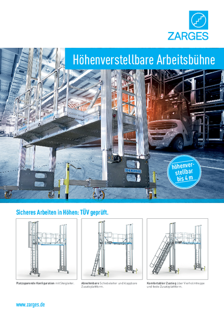 Höhenverstellbare Arbeitsbühne.