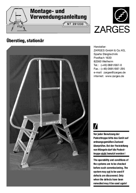 Überstieg, stationär