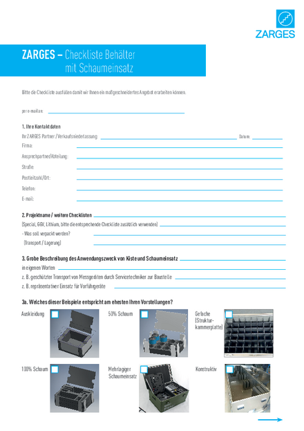 Checkliste Schaumeinsatz
